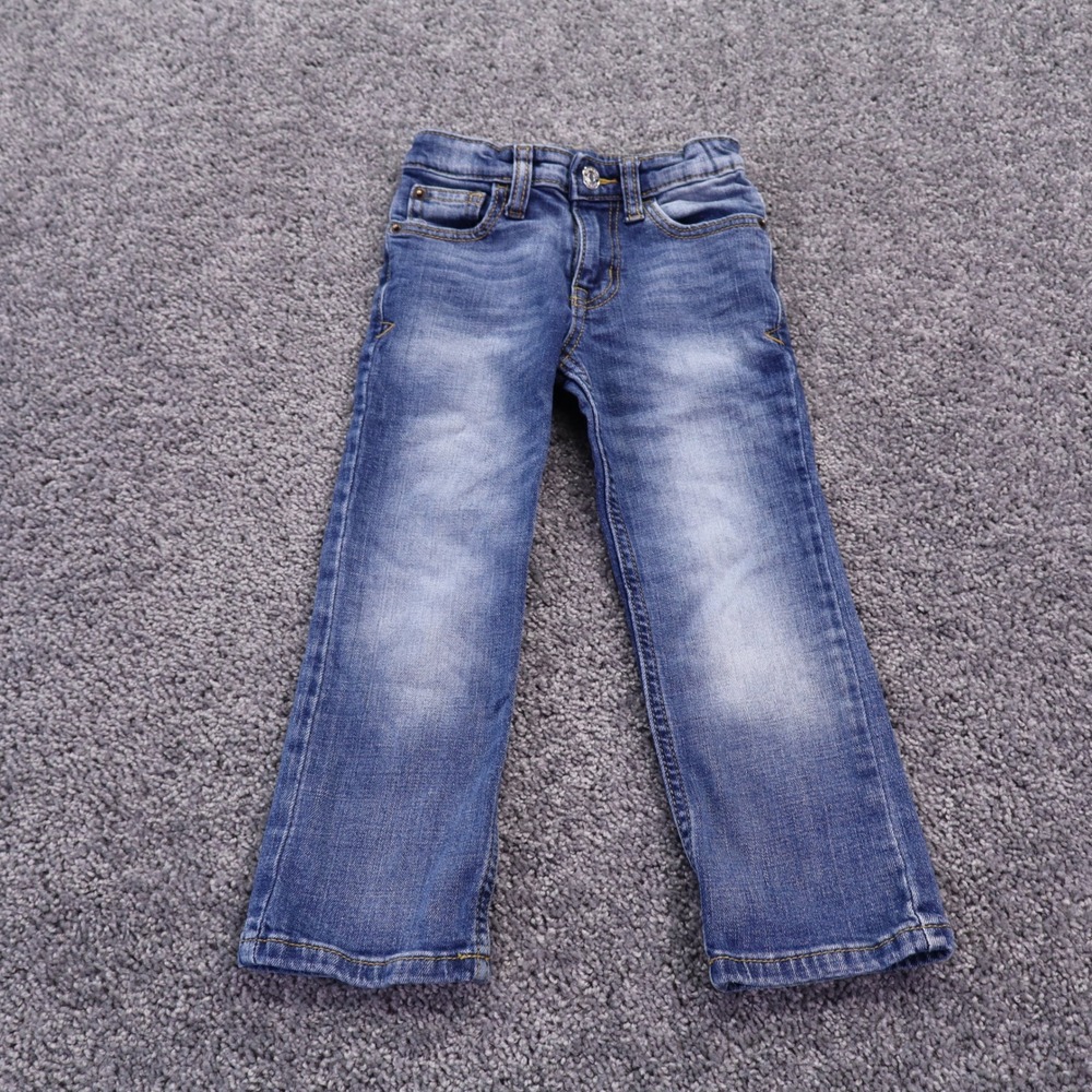 Cat & Jack Jeans Boys 4 Blue Straight Leg Stretch Denim Adjustable Waist Pants
